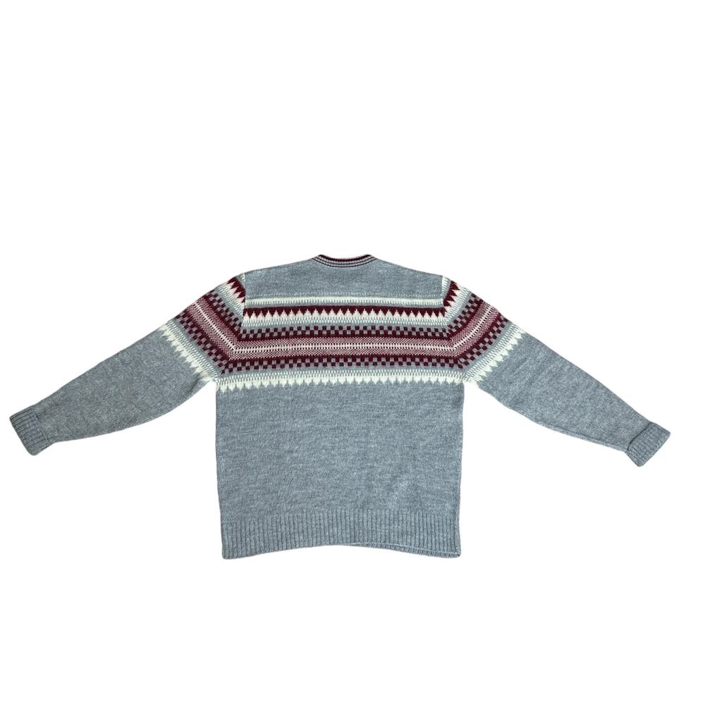 CAMPUS Vintage Men's Wool Soft Gray Maroon Sweater Large